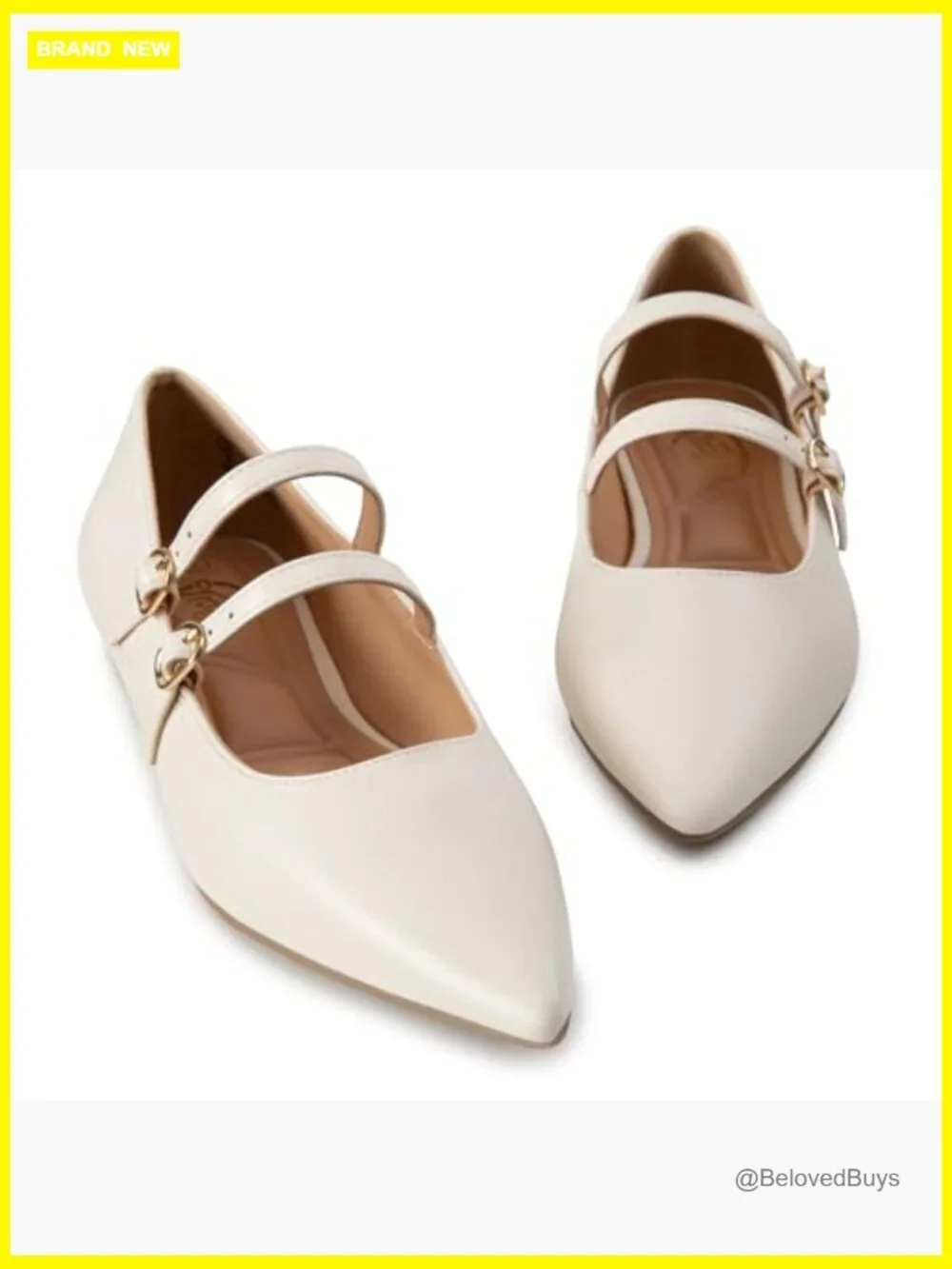 Women's Pointed Toe Mary Jane Flats with Adjustable Strap PU Leather